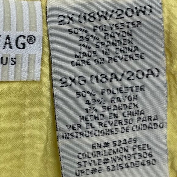 Women’s White Stag Yellow 2X 18W/20W Blouse Top - Picture 12 of 15